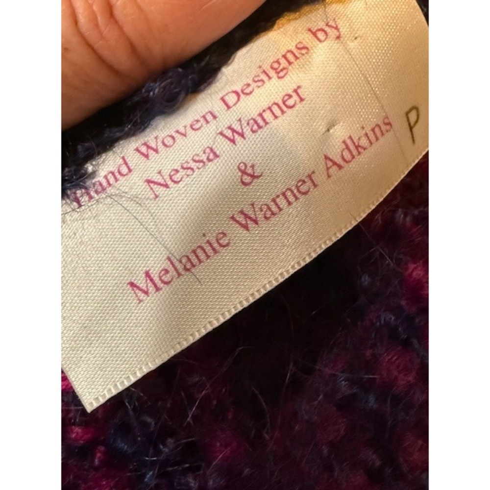 Hand Woven Artisan Cocoon Cardigan S-L Jewel Tone Purple Blue Wearable Art - Picture 3 of 5